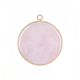 Handcrafted 30mm Natural Gemstone Pendant Necklace | Gold Bezel Healing Crystal Jewelry #SP2060