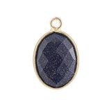 Faceted Natural Gemstone Pendant Gold Bezel Wrapped Oval Stone Charms 21x13mm for DIY Necklace Jewelry Making