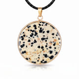 Handcrafted 30mm Natural Gemstone Pendant Necklace 45cm Black Cord | Gold Bezel Healing Crystal Jewelry #SN2060