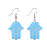 Hamsa Hand Natural Crystal Dangle Earrings Lucky Evil Eye Drop Earrings Spiritual Healing Jewelry For Women Daily Wear PE0671