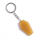 Natural Gemstone Coffin Keychain - Faceted Healing Crystal Gothic Key Ring & Bag Charm