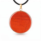Handcrafted 30mm Natural Gemstone Pendant Necklace 45cm Black Cord | Gold Bezel Healing Crystal Jewelry #SN2060