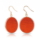 Natural Stone Round Dangle Earrings 30mm Gemstone Crystal Drop Jewelry Gold Plated Hooks #PE2060
