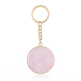 Fashion 30MM Round Disc Gemstone Keychain Chakra Healing Amulet Car Key Holder Ring  #KC2060