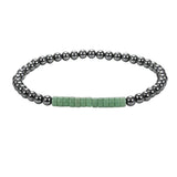 Dainty 4mm Hematite Bead Bracelet Mixed Natural Stone Tube Disc Bead Elastic Stackable Bracelet for Ladies #SB3156