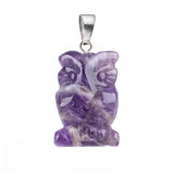 25mm Craved Owl Gemstone Pendant for Making Jewelry Healing Crystal Animal Figurine Gift SP2329