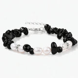 Handmade Healing Crystal Chip Bracelet Freshwater Pearl Beads Silver Extension Chain Women Fashion Stackable Bracelet #SB3136