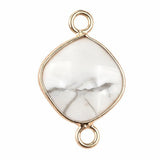 Natural Stone Rhombus Connector Pendant 15mm Faceted Double Loop Links Pocket Healing Reiki Chakra Decor DIY Jewelry Making #SP2051