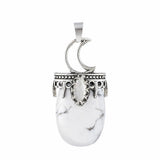 Natural Stone Pendants for Jewelry Making 22x45mm Crescent Moon Gemstone Charm Vintage Frame for DIY Crafts #SP2055