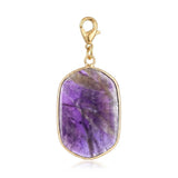 Oval Gemstone Pendants with Gold Lobster Claw  Rectangle Crystal Tag Charms for DIY Making Jewelry #SP2059