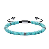 6MM Natural Stone & Hematite Disc Bead Adjustable Bracelet Macrame Slide Closure Unisex Healing Crystal Jewelry Men Women #SB3154