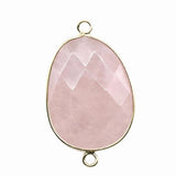 Faceted Irregular Teardrop Stone Connector Charms with Double Loops for Jewelry Making DIY Bracelet Necklace #SP2054