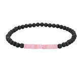 4mm Lava Rock Round Bead Bracelet Natural Stone Flat Disc Bead Stretch Bracelet Boho Crystal Jewelry for Women #SB3156