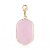 Oval Gemstone Pendants with Gold Lobster Claw  Rectangle Crystal Tag Charms for DIY Making Jewelry #SP2059