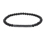 Matte Black Onyx 4mm Round Bead Bracelet Heishi Spacer Stone Bead Unisex Elastic Stackable Healing Crystal Wrist Jewelry #SB3156