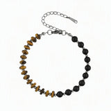 6MM Heishi Disc Spacer Round Bead Matte Onyx Gemstone Bracelet Silver Chain Adjustable #SB3145
