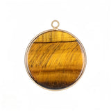 Handcrafted 30mm Natural Gemstone Pendant Necklace | Gold Bezel Healing Crystal Jewelry #SP2060