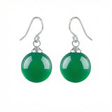 Women Gemstone Balls Drop Earring Healing Chakra Crystal 10MM Beads Dangle Earrings