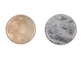 Vintage Natural Stone Circle Token Pendant Necklace, Flat Round Quartz Disk Charm with Cable Chain, Elegant Spiritual Protection Birthday Gift for Her