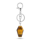 Natural Stone Coffin Keychain with Lobster Clasp Crystal Healing Gemstone Key Ring Bag Charm