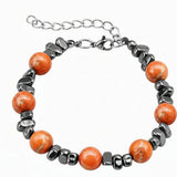 10MM Natural Gemstone & Hematite Adjustable Bracelet with Extension Chain - Unisex Healing Crystal Jewelry Gift for Men Women #SB3153