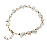 Natural Freshwater Pearl & Stone Bracelet Irregular Chip Crushed Stone Gold Plated Adjustable Chain Bracelet for Women #SB3157