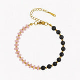6MM Heishi Disc Spacer Round Bead Matte Onyx Gemstone Bracelet Gold Chain Adjustable #SB3145
