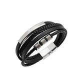 Men Punk Multilayer Braided Leather Bracelet Stainless Steel Magnetic Clasp Male Wristband Fashion Jewelry