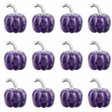 12 PCS Handmade Craved 20mm Gemstone Mini Pumpkin Carving Ornament Figurine for Halloween Home Decoration Craft Gift