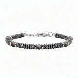 Hematite Heishi Disc Bead Bracelet 4MM Natural Multi‑Color Gemstone Accent Adjustable Unisex Stack Wrist Jewelry #SB3150