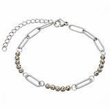Stainless Steel Paperclip Chain Bracelet 4mm Natural Gemstone Bead Adjustable Dainty Layering Bracelet for Women #SB3161