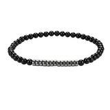 4MM Black Onyx Round Bead Stretch Bracelet Flat Heishi SpacerGemstone Bead Unisex Elastic Stackable Healing Wrist Jewelry #SB3156