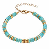 Natural Heishi Disc Stone Bead Bracelet Gold Spacer Beads Adjustable Chain Healing Gemstone Handmade Jewelry For Women #SB3139