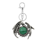 Vintage Silver Dragon Medallion Keychain, Genuine Healing Stone Chakra Amulet Keyring, Mythical Protection Car Key Holder Accessory