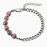 8MM Natural Stone Bead Stainless Steel Curb Chain Bracelet Unisex Healing Crystal Adjustable Men Women Stackable Jewelry #SB3152