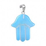 Natural Gemstone Hamsa Hand Pendant  for Making Jewelry Healing Crystal Fatima Charms Protective Amulet Jewelry
