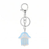 Spiritual Hamsa Hand Key Ring – Natural Stone Healing Amulet KC0671