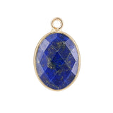 Faceted Natural Gemstone Pendant Gold Bezel Wrapped Oval Stone Charms 21x13mm for DIY Necklace Jewelry Making