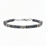 Hematite Heishi Disc Bead Bracelet 4MM Natural Multi‑Color Gemstone Accent Adjustable Unisex Stack Wrist Jewelry #SB3150