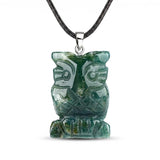 25mm Healing Crystal Owl Gemstone Necklace Jewelry Fashion Reiki Stone Pendant for Women Men 45CM Black Cord SN2329