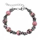 10MM Natural Gemstone & Hematite Adjustable Bracelet with Extension Chain - Unisex Healing Crystal Jewelry Gift for Men Women #SB3153