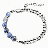 8MM Natural Stone Bead Stainless Steel Curb Chain Bracelet Unisex Healing Crystal Adjustable Men Women Stackable Jewelry #SB3152