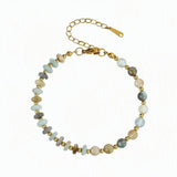 6MM Heishi Disc Spacer Round Bead Gemstone Bracelet Gold Chain Adjustable #SB3145