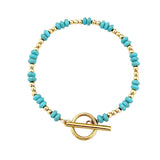 4MM Natural Stone Heishi Disc Bracelet Gold OT Toggle Clasp Dainty Stackable Boho Crystal Beaded Bracelets Women Jewelry #SB3147G