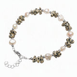Natural Freshwater Pearl & Stone Bracelet Irregular Gemstone Chip Bead Silver Plated Adjustable Chain Bracelet for Women Gift