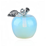 Handmade Craved 20MM Natural Gemstone Apple Keychain Healing Chakra Crystal Stone Charms Key Ring for Women & Girls