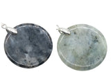 Vintage Natural Stone Circle Token Pendant Necklace, Flat Round Quartz Disk Charm with Cable Chain, Elegant Spiritual Protection Birthday Gift for Her