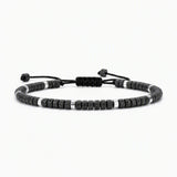 Dainty 4MM Gemstone Heishi Braided Bracelet Silver Accent Spacer Beads Handmade Woven Stackable Bracelet for Women #SB3151