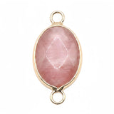 13x18mm Faceted Oval Gemstone Connectors Charms with Double Loops for DIY Jewelry Making #SP2053
