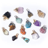Healing Chakra Crystal Necklace for Women Men  Silver Cap  Irregular Rough Tumbled Stone Pendant Jewelry
